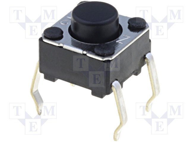 Tactile Switch SPST 0.05A 24VDC Thru-Hole PC Pins 0.98N