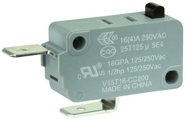 Snap Acting/Limit Switch, SPST, Momentary, 2.4mm, Quick Connect Terminal, Pin Plunger Actuator, Panel Mount