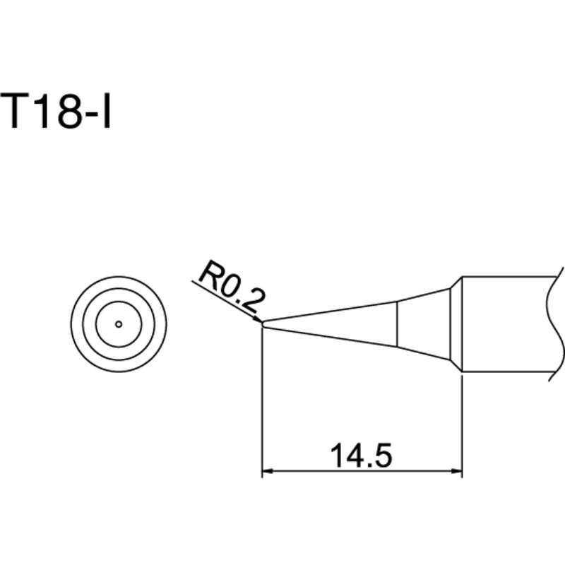 Hakko R0.2 mm Straight Conical Soldering Iron Tip For Use With Hakko Soldering Irons
