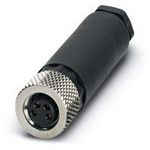 M8 Socket Connector, 4-Pos, Female, Straight, 4A, 30V, IP67