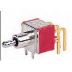 Switch Toggle ON (ON) DPDT Bat Lever PC Pins 5A 250VAC 28VDC PC Mount with Bracket Bulk