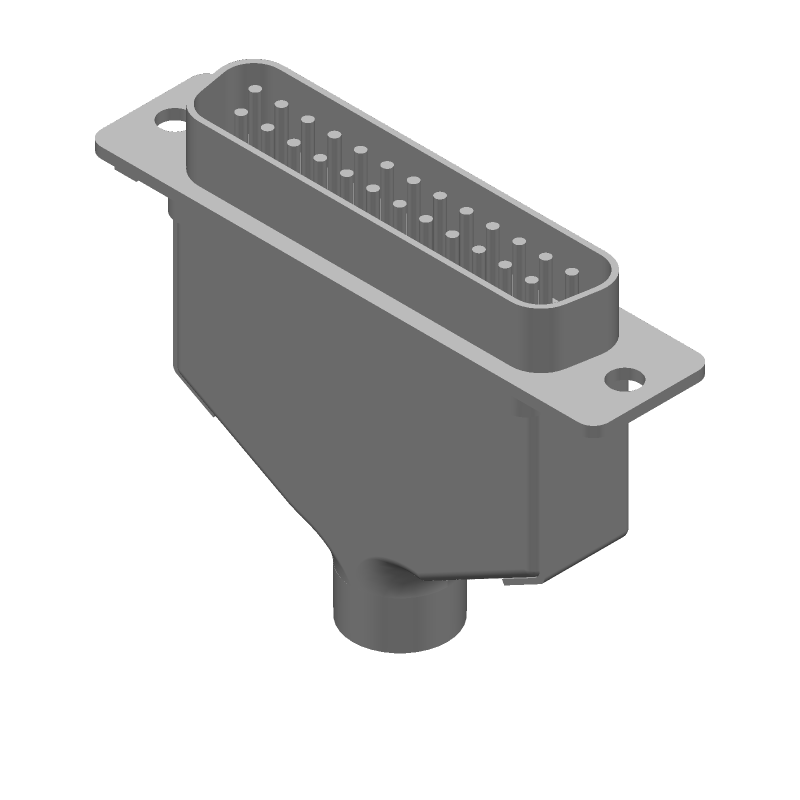 25 Pos HDE D-Sub Plug, Shielded, Gold/Tin Plated Bronze Contacts