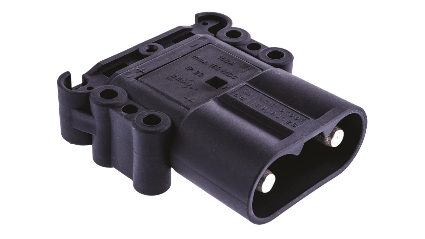 Rema Black Chassis Mount 2P Industrial Power Plug, Rated At 160A, 150 V