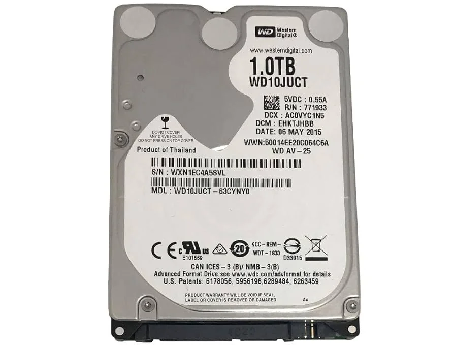 Internal Hard Disk Drives 1Tbyte 2.5in 5400r/min SATA 114MBps 16Mbyte 3Gbps