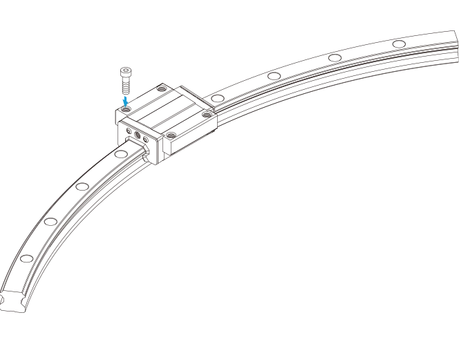 Curved LM Guide, Size 15, 60° arc, 150 mm radius, flanged block